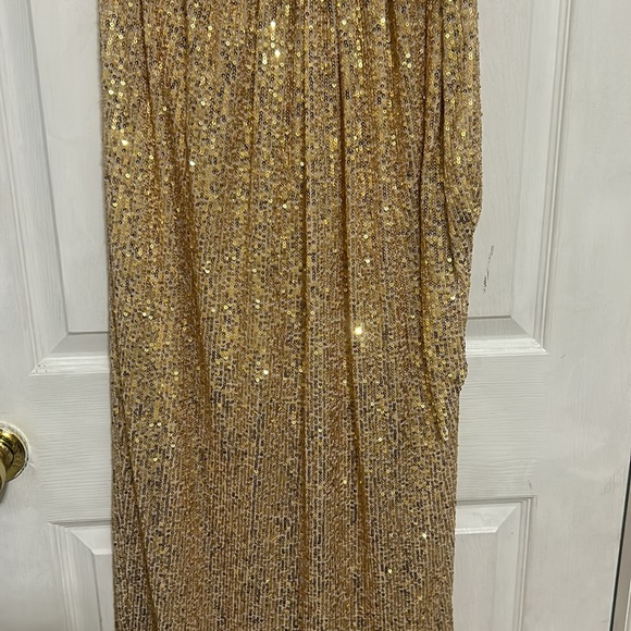 MAC DUGGAL Sequined Halter Neck Belted Soft Tie Dress 11281 NWT - Picture 8 of 9